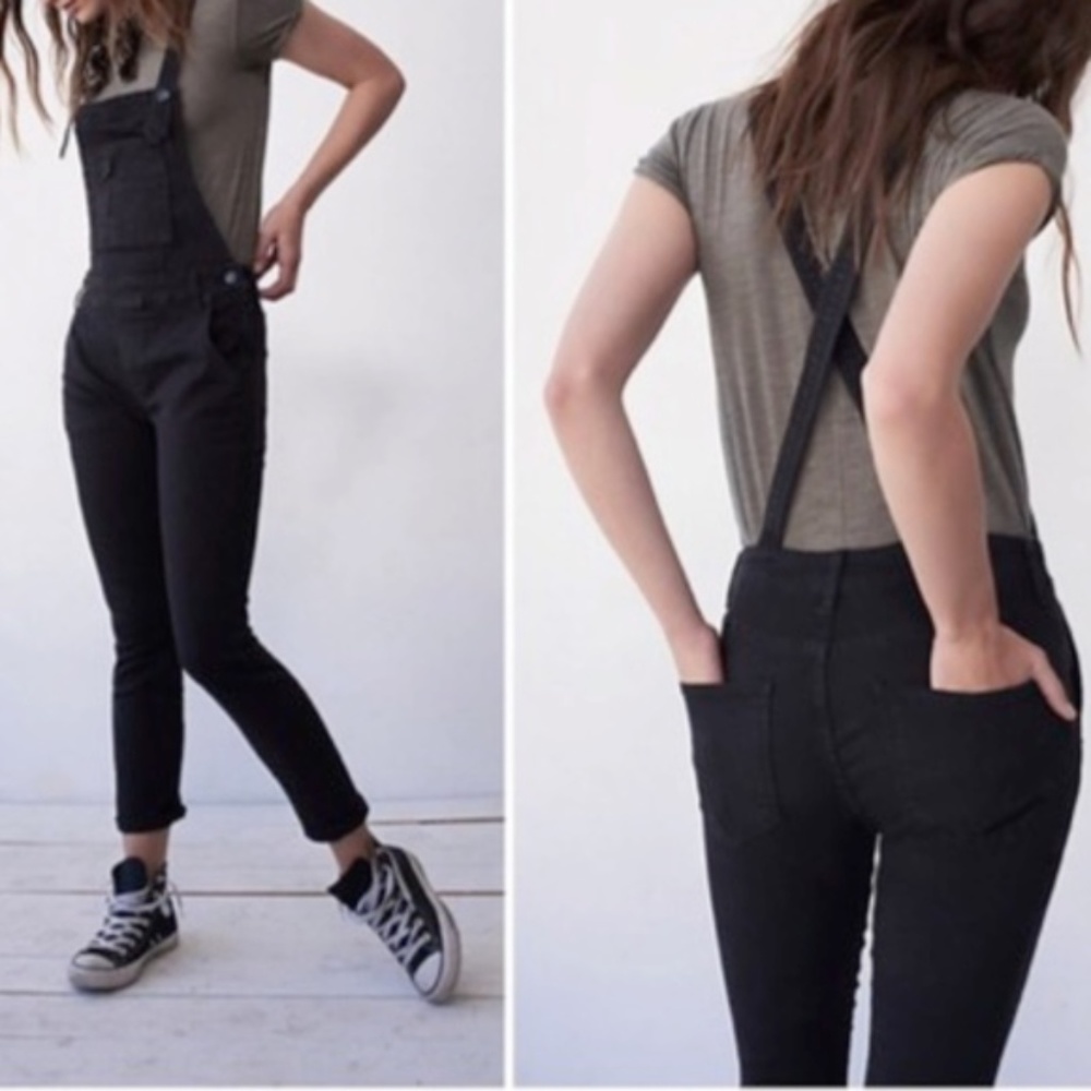 Free People Washed Denim Overalls